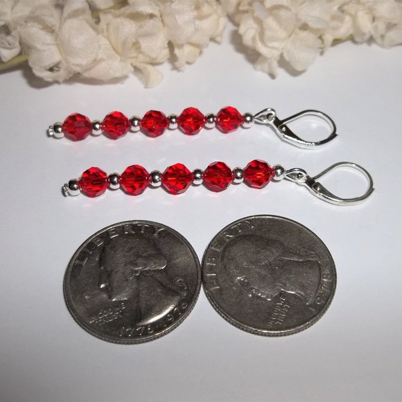 Red Earrings, Long Red Earrings, Earring, Earring Earring Earring Earring A173 - Picture 5 of 8